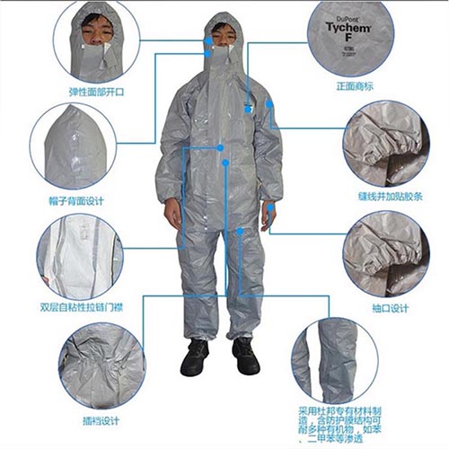 杜邦F級(jí)耐酸堿防護(hù)服 DuPont防輻射連體防化服