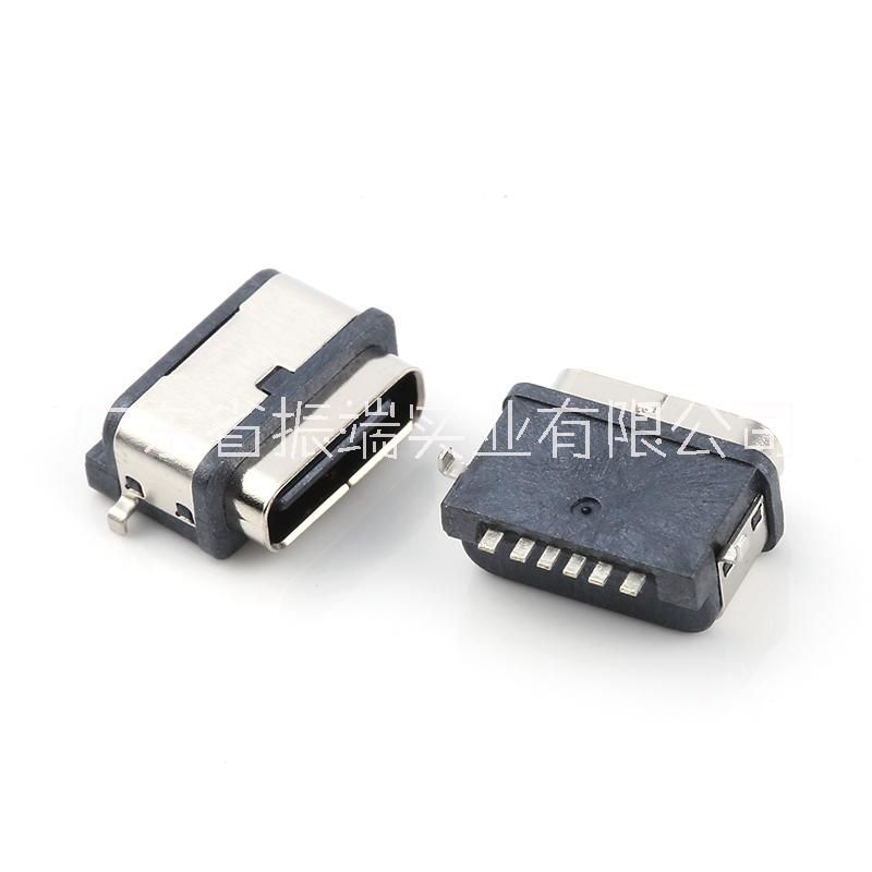 TYPE-C 6pin 防水沉板TYPE-C6pin防水母座 沉板7級防水連接器 type c6P外殼2腳插板端子