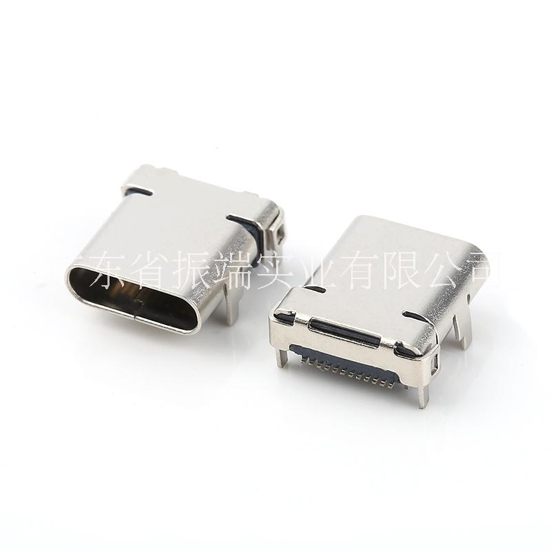 TYPE-C 24pin板上母座TYPE-C沉板母座 24P前插后貼（DIP+SMT) L=8.65/10.0 高頻傳