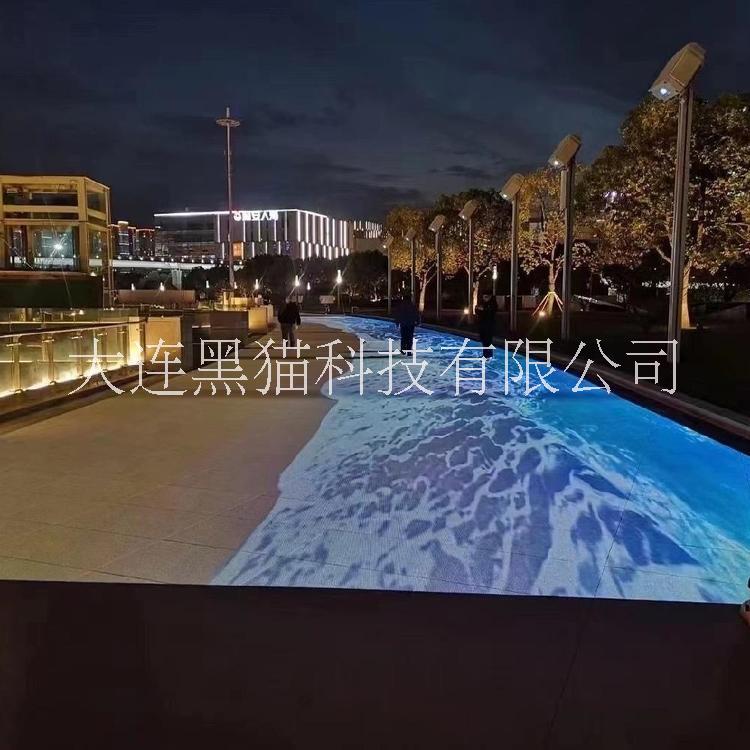 L型花海ar互動全息投影繁華瀑布沉浸式投影餐廳墻面地面融合拼接