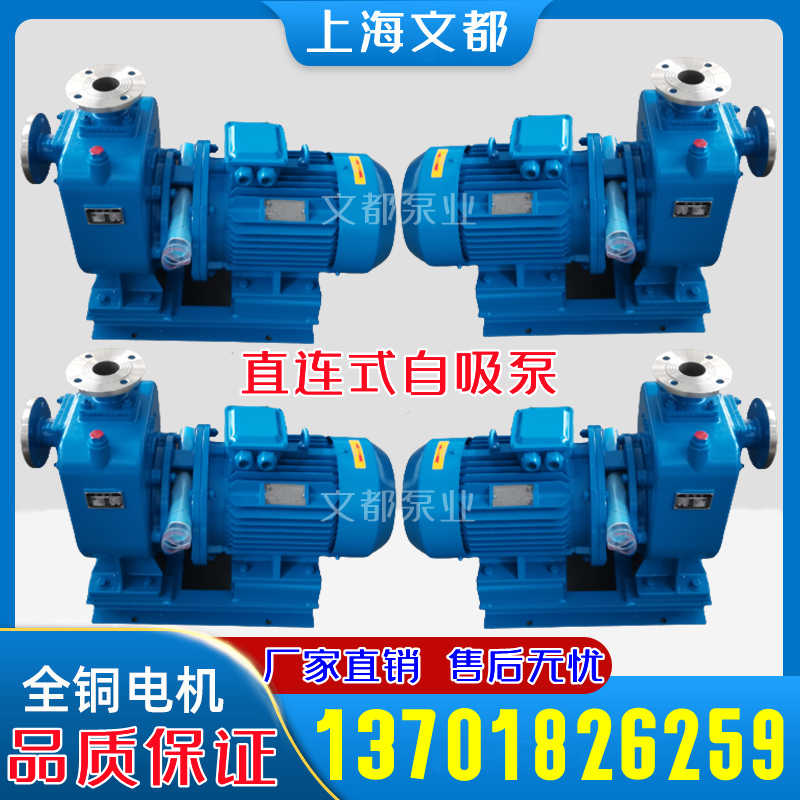 上海文都無堵塞直聯(lián)式自吸排污泵臥式污水泵三相380V ZW自吸泵