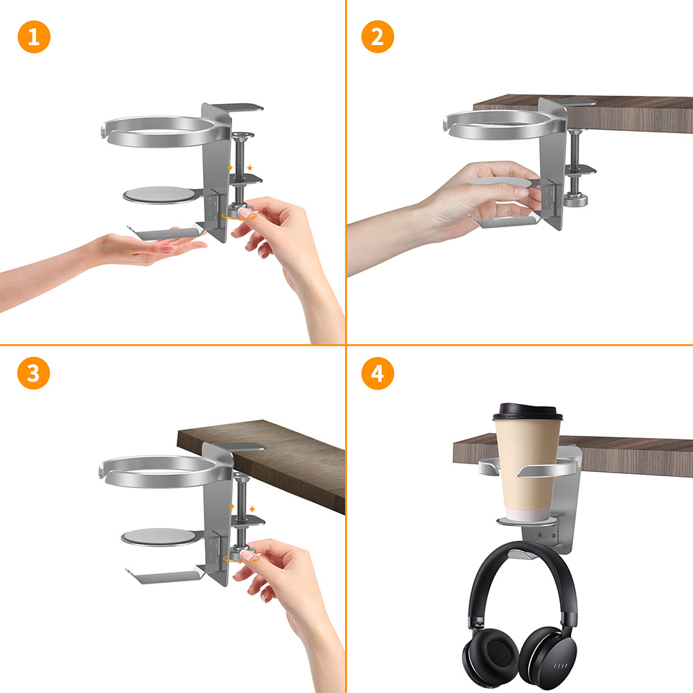 多功能鋁合金頭戴耳機(jī)架茶杯水杯收納杯架