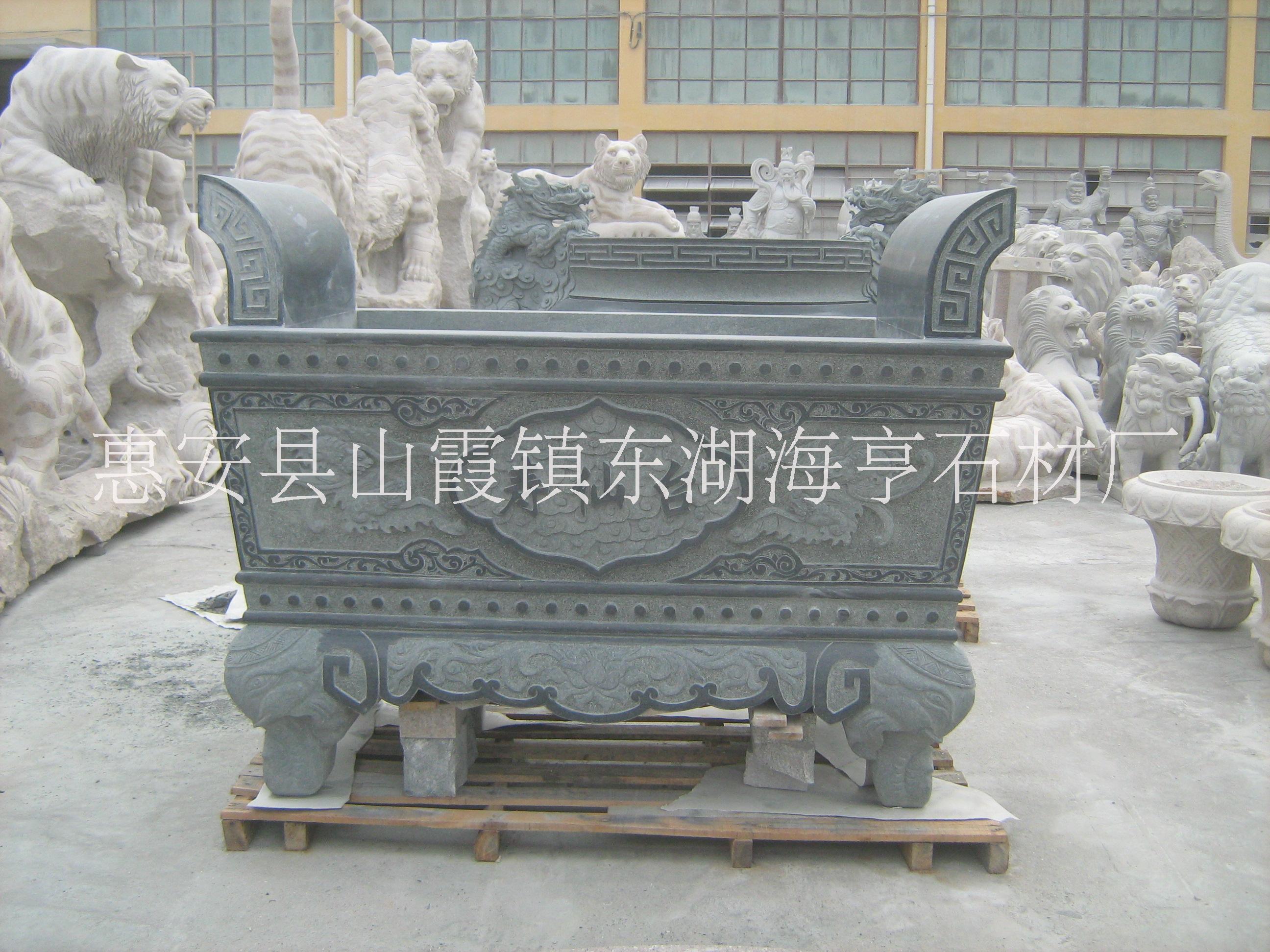 惠安海亨石業(yè)仿古青石石材適用于寺廟祠堂 圓形石雕香爐 款式多種