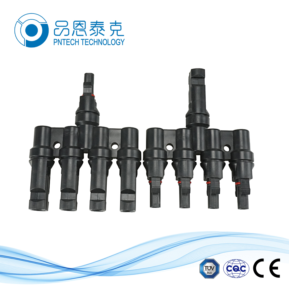 太陽能光伏連接器 四匯一T型光伏連接器 PV004-T4防塵抗紫外線 品恩泰克