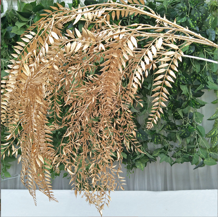 天津金色系列仿真植物批發(fā) 仿真花束假花迷霧價(jià)格 楓葉 鳳尾 婚慶裝飾陳列