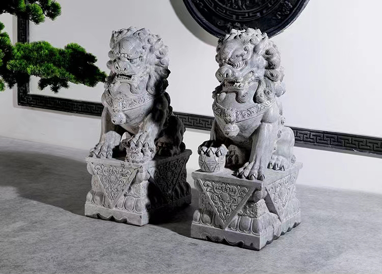 天然石雕獅子 定制漢白玉獅子一對兒 擺件神獸石雕