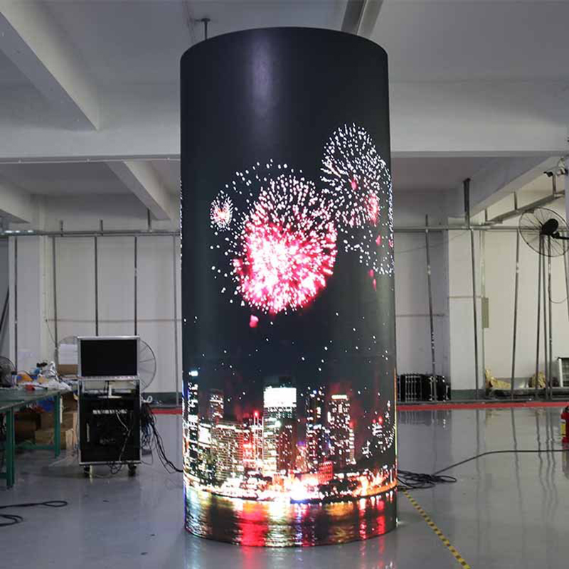 LED圓柱形顯示屏南京LED全彩屏立柱電子廣告屏異形定制屏酒吧造型顯示屏展廳大屏揭陽新款弧形LED顯示屏免費設計深圳異