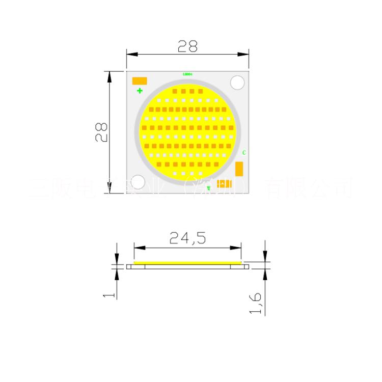 2823   2828外形23發(fā)光面雙色COB光源60W35V調(diào)光調(diào)色