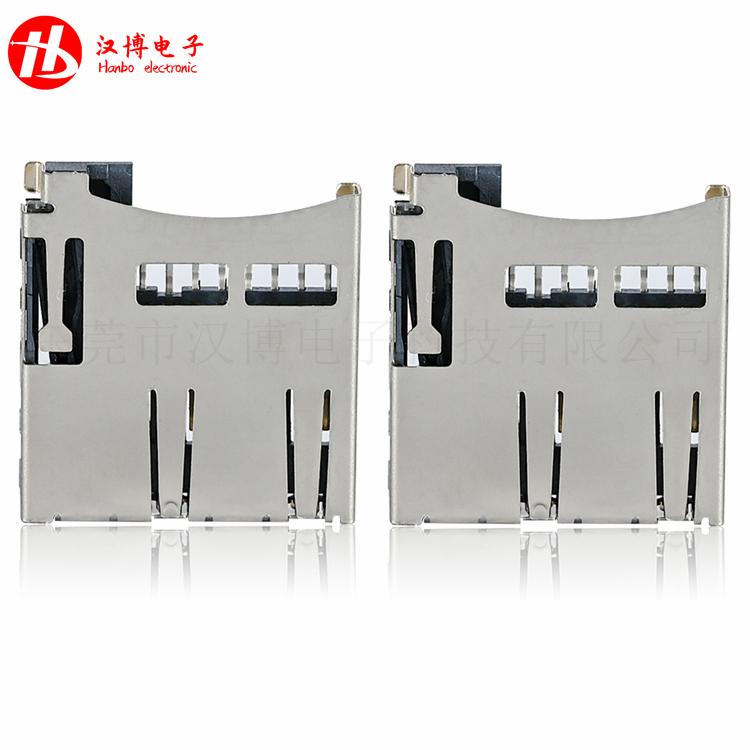 TF卡座自彈內(nèi)焊式常閉常開(kāi)MICRO SD內(nèi)存卡座連接器 8P  漢博HANBO TF-011