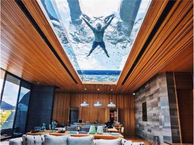 各種形狀透明亞克力泳池設(shè)計價格， 空中透明游泳池工程施工