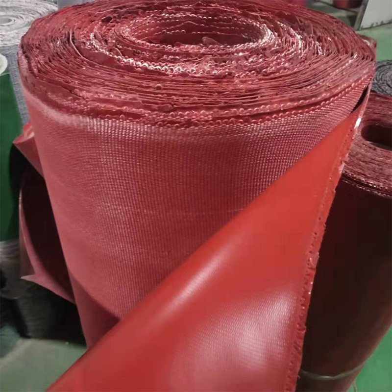 紅色1.0單面硅膠軟連接防火布  紅色硅膠防火布
