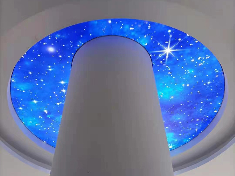 酒店客廳藍(lán)色白云天花 uv軟膜天花防水燈箱  酒店軟膜天花