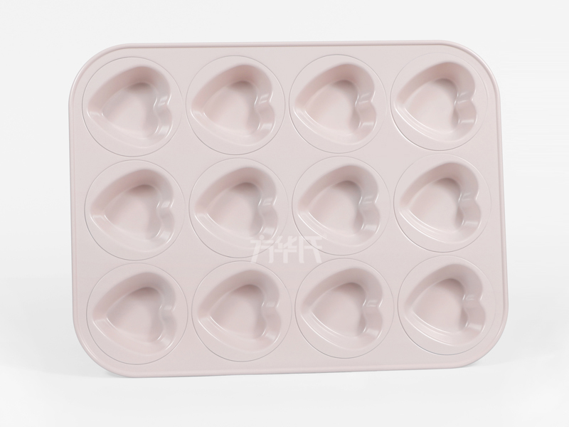 方華氏不粘心形十二杯烤盤模具碳鋼加厚餅干烘焙工具易清洗