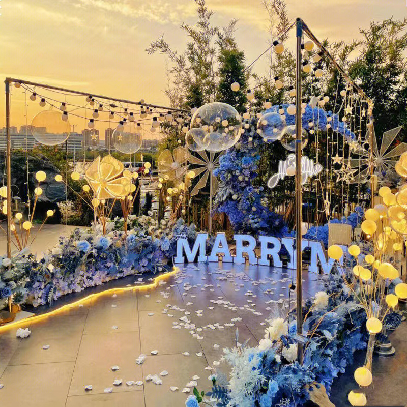 寶寶百日宴滿月酒周歲求婚禮氣球裝飾背景墻布置