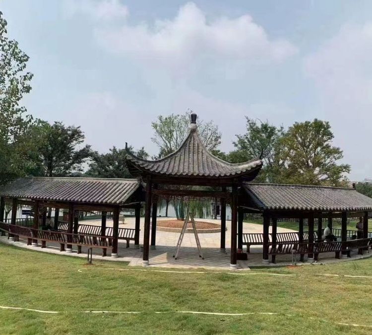 潔嵐W1280 中式寺廟木涼亭廠 新農(nóng)村蓋小青瓦古建六角亭 仿古木亭子