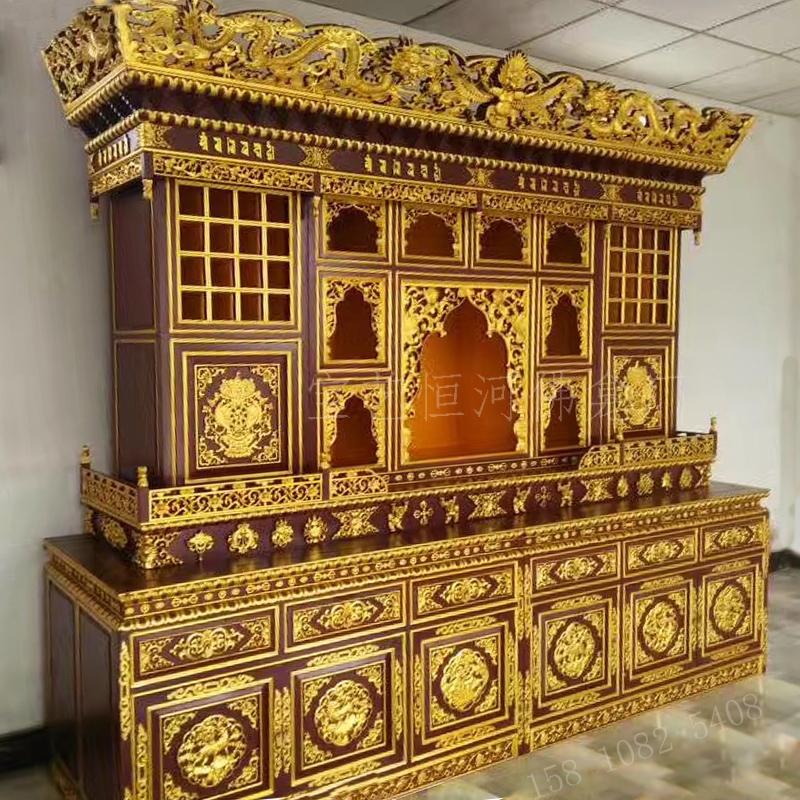 紫紅描金大藏式佛龕