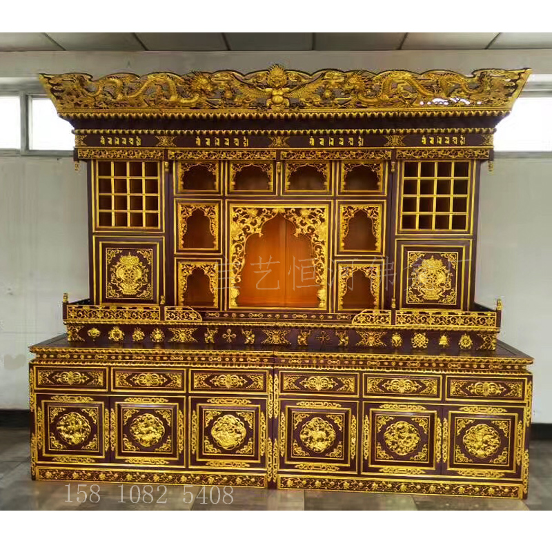 紫紅描金大藏式佛龕