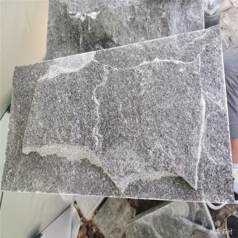 2-4厚-灰色板巖片石碎拼石 粉石英蘑菇石 平毛石鋪路面