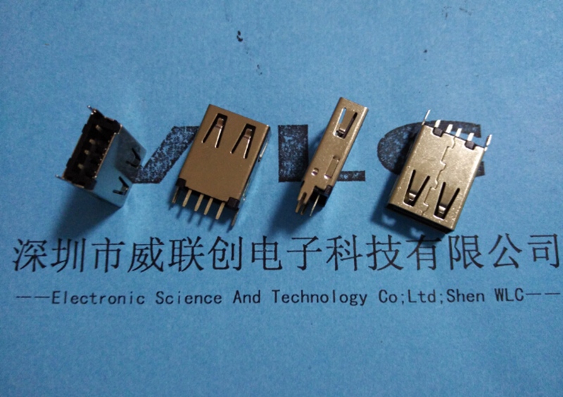 USB2.0母座 AF180度 直立式DIP 加長(zhǎng)17.5、19.6、20.5mm母座 PBT白膠