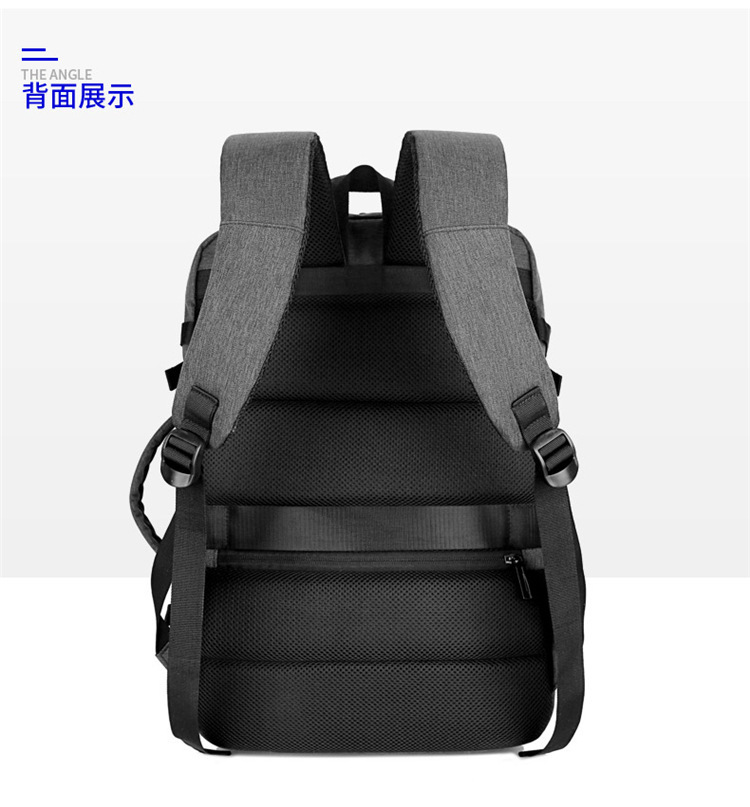 新款雙肩包擴(kuò)容簡約純色背包男士商務(wù)背包防潑水多功能電腦包