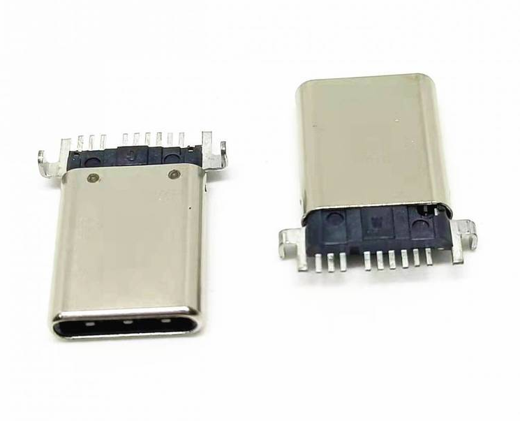 TYPE-C公頭 大電流9PIN沉板0.95貼片 拉伸外殼 帶插腳  兩腳固定DIP