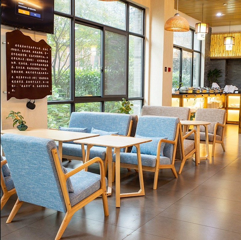 咖啡廳奶茶店桌椅組合網(wǎng)紅甜品店鋪書吧酒店洽談接待沙發(fā)卡座商用