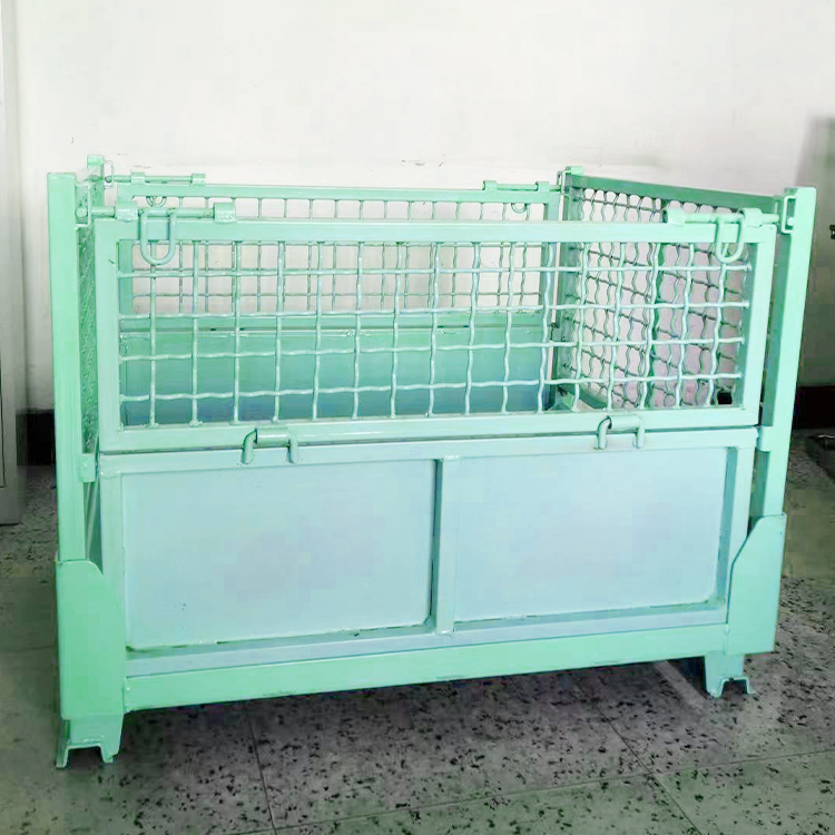 韓式折疊倉庫籠 廠家供應方管框架可堆垛折疊托盤  批發(fā)網(wǎng)格料箱