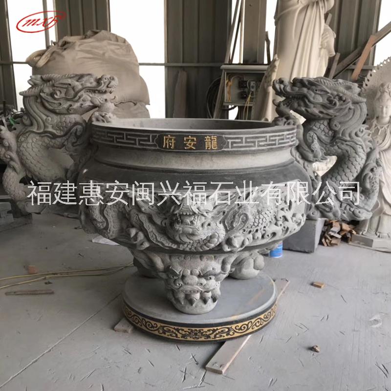 福建石材廠家供應寺廟石雕香爐批發(fā)石鼎仿古圓形雕刻香爐現貨