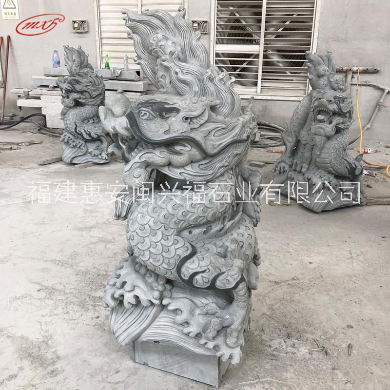 惠安石材廠家石雕動(dòng)物立龍雕刻青石噴水神龍雕塑園林景觀擺件