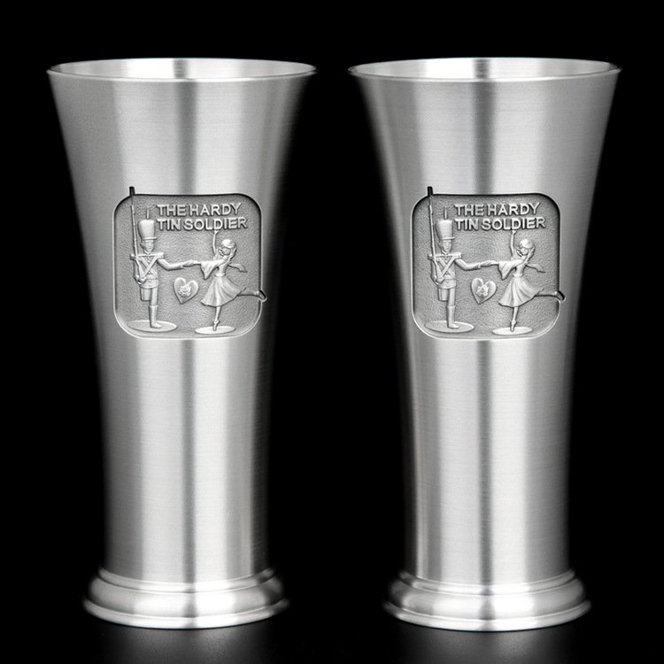 珠海錫合金啤酒杯定制 高腳杯純錫酒具 金屬禮品 銀色工藝品 商務(wù)啤酒金屬杯設(shè)計