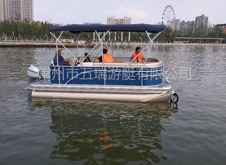 供應(yīng)五瑞雙體浮筒船 鋁合金浮筒游艇 景區(qū)水上游船