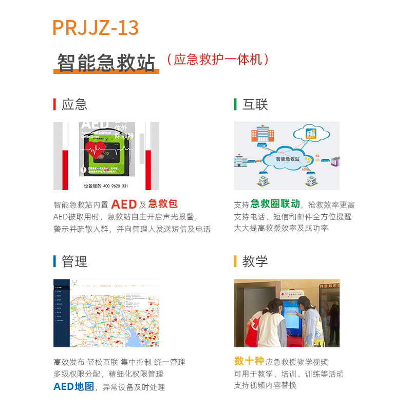 AED應急救護一體機 品瑞PRJJ-13 15.6寸彩屏 儲存柜 應急救護智能裝備